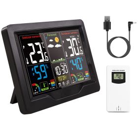 Electric Weather Station Snooze Alarm Clock Wireless Sensor Indoor Outdoor Thermometer Humidity Weather Forecast Temperature Frost Alert with Bac