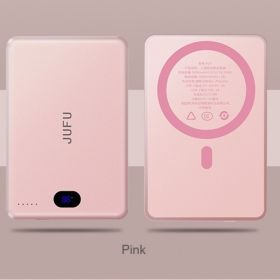 Adaptable To The Whole Scene With Magnetic Wireless Power Bank, A Savior For Travel And Office, Magnetic Charging In Seconds, Portable, Small And (Option: Pink)