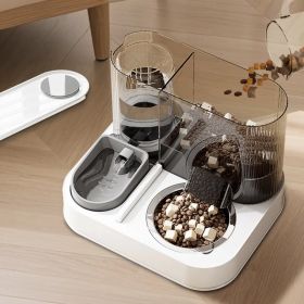 L-type USB pet food and water dispenser, large capacity storage and storage, automatic water and food dispensing, worry free feeding (Option: grey)