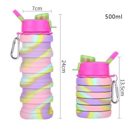 500ml Creative Silicone Folding Water Cup Outdoor Sports Ride Fitness Portable Kettle Camouflage Gift Cup Free Delivery Items (Color: 01, Capacity: 0.5L)