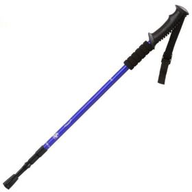 Three-section Straight Handle Retractable Trekking Poles (Color: Blue, Type: Walking Sticks)