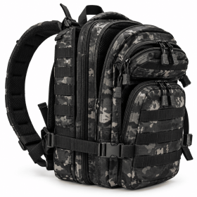 Small Military Tactical Backpack 30L Assault Backpack Tactical Bag for Outdoor,Hiking, Camping Travel (Color: BLACK Camo)