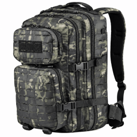 Small Tactical Backpack Assault Pack 40L Military Backpack with Molle for Hiking Hunting Rucksack Trekking (Color: BLACK Camo)