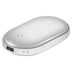 Portable Hand Warmer 5000mAh Power Bank Rechargeable (Option: Silver)