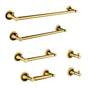 6 Piece Brass Bathroom Towel Rack Set Wall Mount (Option: Default Title)
